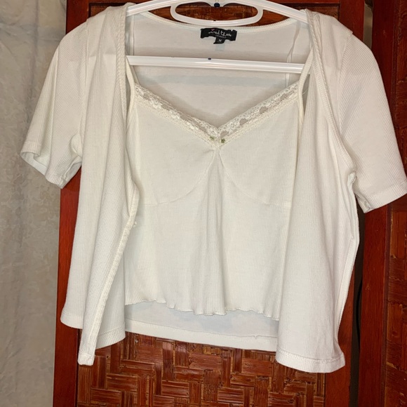 MIXED THREADS White Cardigan w/ attached Tank Top - Picture 4 of 9